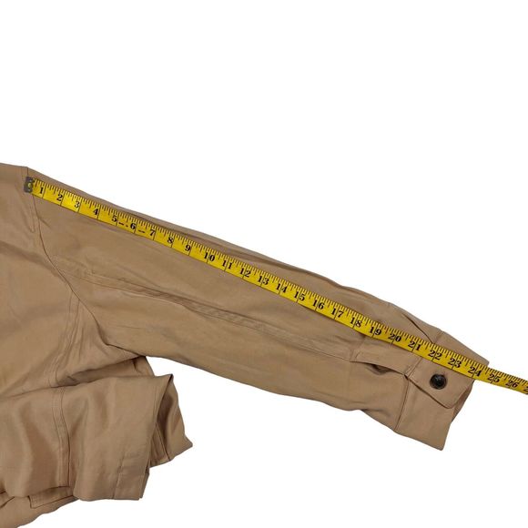NWT Talbots Military Field Utility Jacket Drawcord Waist Shacket Tan Roll Tab XL - Picture 12 of 15